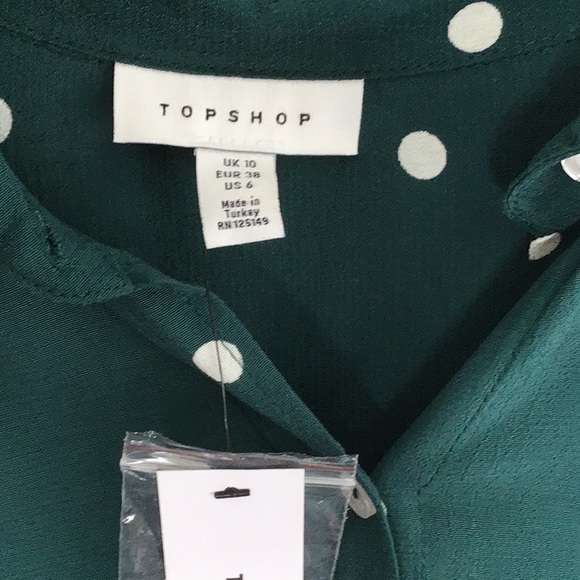 Topshop Oversized Polka Dot Button Up Top Sz 6 - Picture 4 of 8